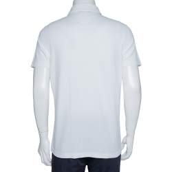 Pre Owned Loro Piana White Stretch Cotton Polo T-Shirt M