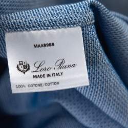 Pre Owned Loro Piana Blue Textured Cotton Long Sleeve Shirt XXL