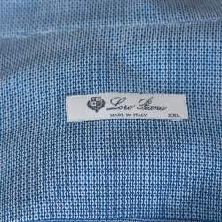 Pre Owned Loro Piana Blue Textured Cotton Long Sleeve Shirt XXL