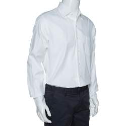 Pre Owned Loro Piana White Cotton Oxford Button Front André Shirt L