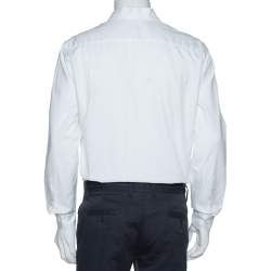 Pre Owned Loro Piana White Cotton Oxford Button Front André Shirt L