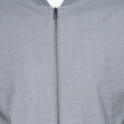 Pre Owned Loro Piana Light Grey Wool Storm System Bomber Jacket L