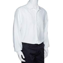 Pre Owned Loro Piana White Textured Cotton Long Sleeve Shirt XXL