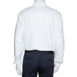 Pre Owned Loro Piana White Textured Cotton Long Sleeve Shirt XXL