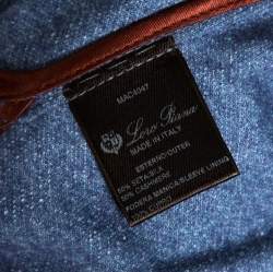 Pre Owned Loro Piana Blue Cashmere Silk Knit Sweater Jacket L