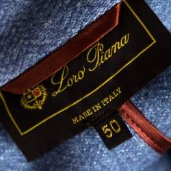 Pre Owned Loro Piana Blue Cashmere Silk Knit Sweater Jacket L