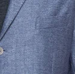 Pre Owned Loro Piana Blue Cashmere Silk Knit Sweater Jacket L