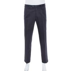مملوكة مسبقًا Loro Piana Navy Blue Cotton Tailored Trousers L