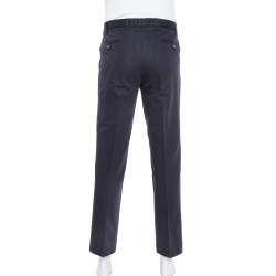 مملوكة مسبقًا Loro Piana Navy Blue Cotton Tailored Trousers L