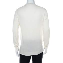 Pre Owned Loro Piana Off White Knit Crew Neck Jumper L