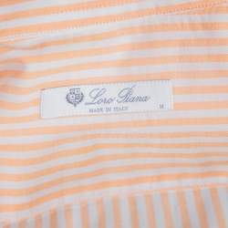 Pre Owned Loro Piana Orange Striped Cotton Button Front Shirt M