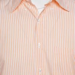 Pre Owned Loro Piana Orange Striped Cotton Button Front Shirt M