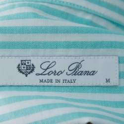 Pre Owned Loro Piana Blue Striped Cotton Button Front Shirt M