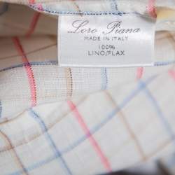 Pre Owned Loro Piana White Checkered Linen Button Front Shirt M
