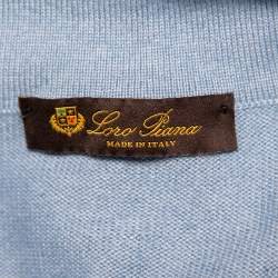 Pre Owned Loro Piana Blue Cashmere & Silk Half Zip High Neck Sweater M