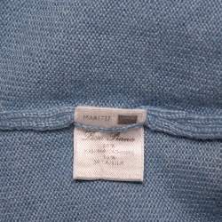 Pre Owned Loro Piana Blue Cashmere & Silk Half Zip High Neck Sweater M