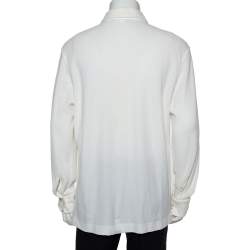 Pre Owned Loro Piana White Cotton Pique Long Sleeve Polo T-Shirt 3XL