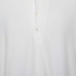 Pre Owned Loro Piana White Cotton Pique Long Sleeve Polo T-Shirt 3XL