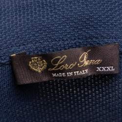 مملوكة مسبقًا تي شيرت بولو لورو بيانا قطني بيكيه أزرق كحلي بأكمام طويلة مقاس كبير جدًا جدًا جدًا - إكس إكس إكس لارج