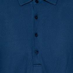 Pre Owned Loro Piana Blue Cotton Pique long Sleeve Polo T Shirt 3XL