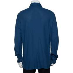 Pre Owned Loro Piana Blue Cotton Pique long Sleeve Polo T Shirt 3XL