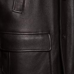 Pre Owned Loro Piana Brown Deer Leather Button Front Blazer Jacket XXL