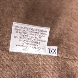 Pre Owned Loro Piana Brown Deer Leather Button Front Blazer Jacket XXL