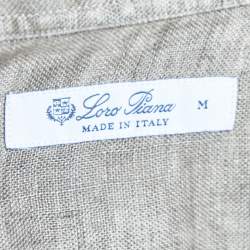 Pre Owned Loro Piana Camel Brown Linen Pocket Detail Shirt M
