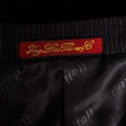 Pre Owned Loro Piana Striped Black Wool Canvas Suit L 