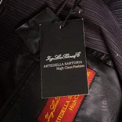 Pre Owned Loro Piana Striped Black Wool Canvas Suit L 