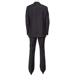 Pre Owned Loro Piana Striped Black Wool Canvas Suit L 