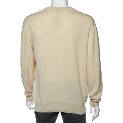 Pre Owned Loro Piana Beige Cashmere Knit V Neck Sweater XL