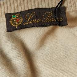 Pre Owned Loro Piana Beige Cashmere Knit V Neck Sweater XL