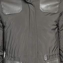 Pre Owned Loro Piana Brown Synthetic Leather Patch Detail Down Jacket XS