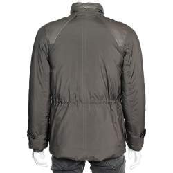 Pre Owned Loro Piana Brown Synthetic Leather Patch Detail Down Jacket XS