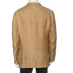 Pre Owned Loro Piana Beige Linen Single Breasted Blazer XXL