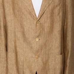 Pre Owned Loro Piana Beige Linen Single Breasted Blazer XXL
