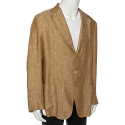 Pre Owned Loro Piana Beige Linen Single Breasted Blazer XXL