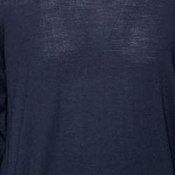 Pre Owned Loro Piana Navy Blue Wool Long Sleeve Sweater XXXL