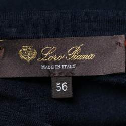 Pre Owned Loro Piana Navy Blue Wool Long Sleeve Sweater XXXL