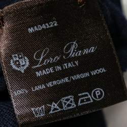 Pre Owned Loro Piana Navy Blue Wool Long Sleeve Sweater XXXL