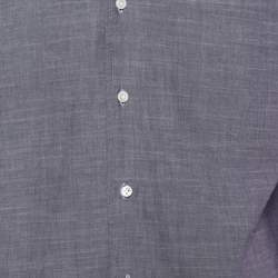Pre Owned Loro Piana Purple Cotton Cashmere Button Front Shirt M