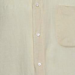 Pre Owned Loro Piana Yellow Linen Button Down Shirt M