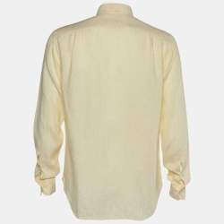 Pre Owned Loro Piana Yellow Linen Button Down Shirt M