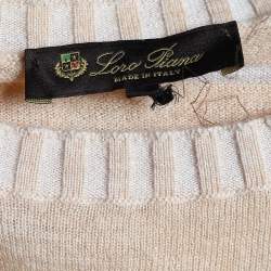 Pre Owned Loro Piana Peach Striped Cashmere Knit Long Sleeve Sweater XL