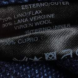 Pre Owned Loro Piana Navy Blue Textured Wool Double Breasted Blazer XXL