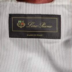 Pre Owned Loro Piana Navy Blue Textured Wool Double Breasted Blazer XXL