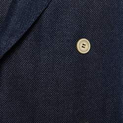 Pre Owned Loro Piana Navy Blue Textured Wool Double Breasted Blazer XXL