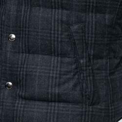 Pre Owned Loro Piana Blue Checkered Wool Sleeveless Puffer Jacket L