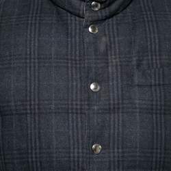 Pre Owned Loro Piana Blue Checkered Wool Sleeveless Puffer Jacket L